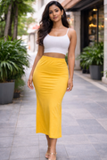 Women’s High-Waisted  Midi Skirt – Stretch Bodycon Summer Casual Street Style Skirt